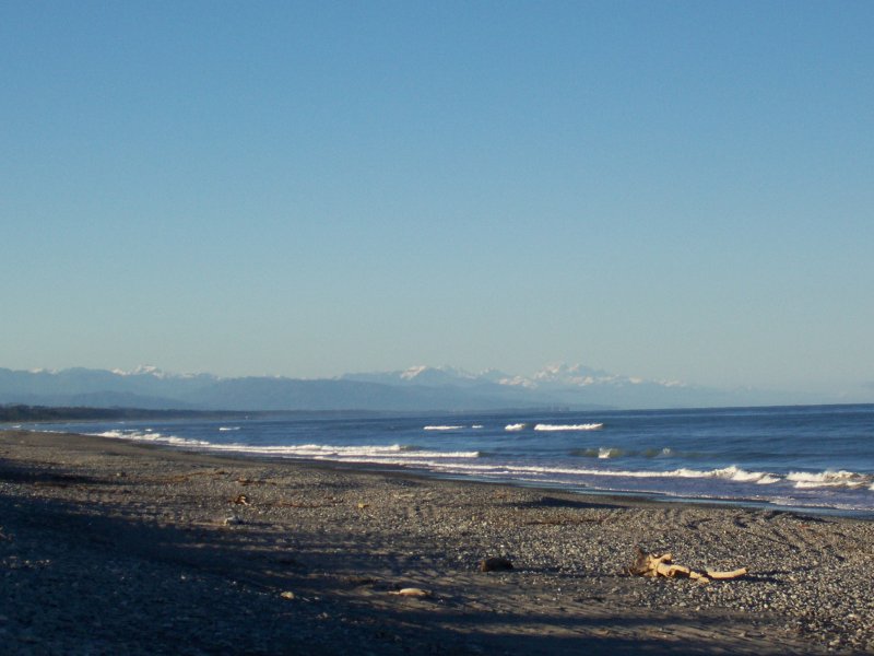 Beach with view of mountains