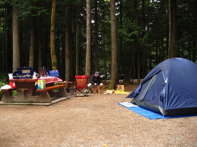 Photo of camping kitchen table set up