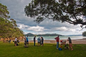 People having a BBQ on the beach